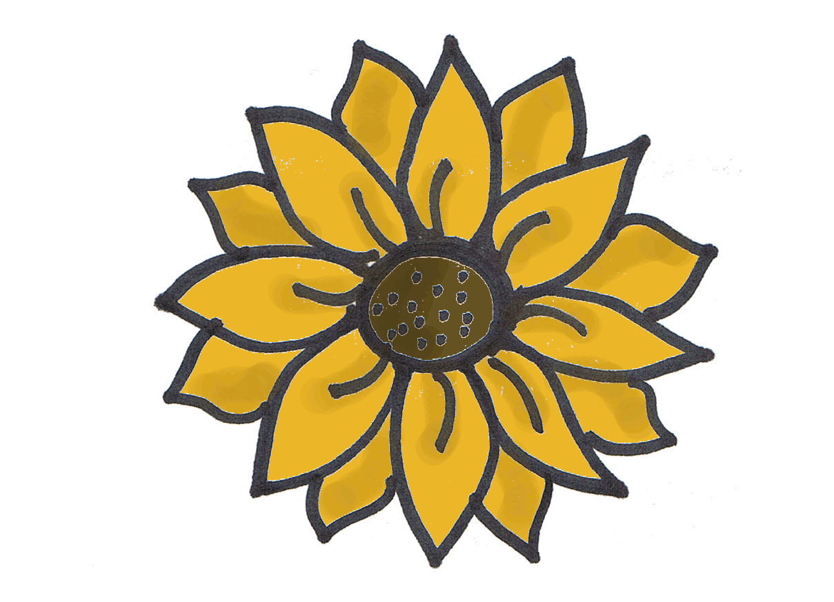 1209x873 Simple Sunflower Drawing