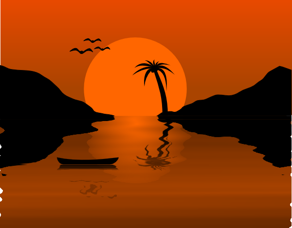 600x469 Sunset Water Scene Clip Art