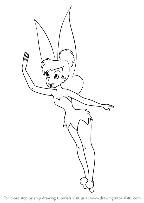 598x844 Learn How To Draw Tinkerbell From Peter Pan (Peter Pan) Step By