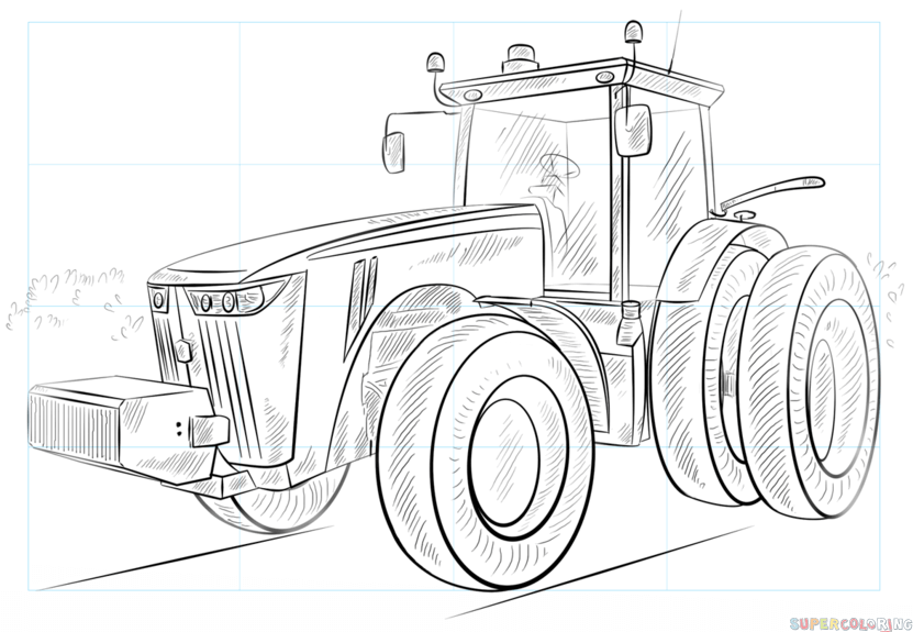831x575 How To Draw A Tractor Step By Step Drawing Tutorials