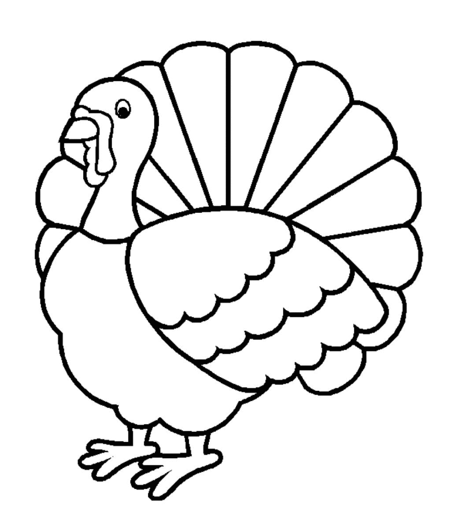 890x1024 Easy Turkey Coloring Page For Thanksgiving Easy Coloring Pages