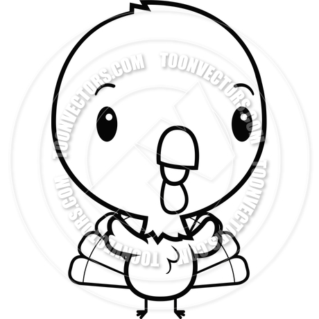 460x460 Cartoon Baby Turkey (Black And White Line Art) By Cory Thoman