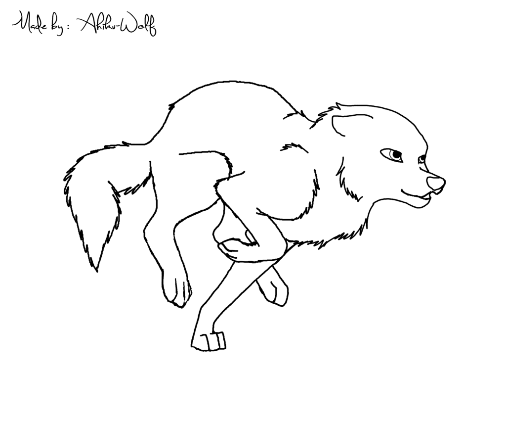 1024x853 Running Wolf Lineart Free By Ahikuwolf