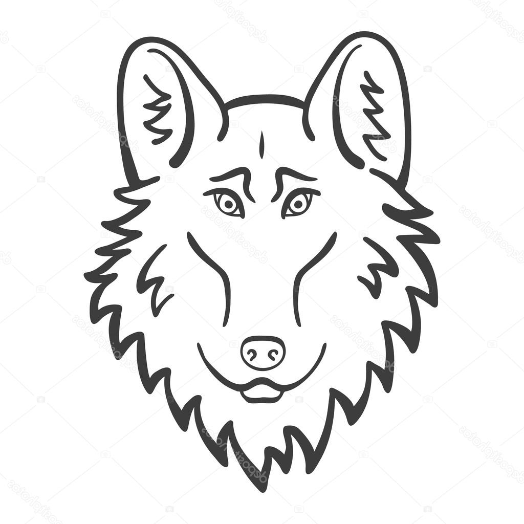 1024x1024 Wolf Head Logo Mascot Emblem. Good Cartoon Wolf Stock Vector