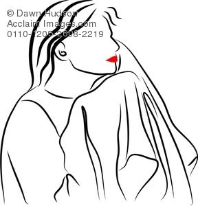 288x300 Line Drawing Of A Woman Drying Her Face With A Towel Clipart