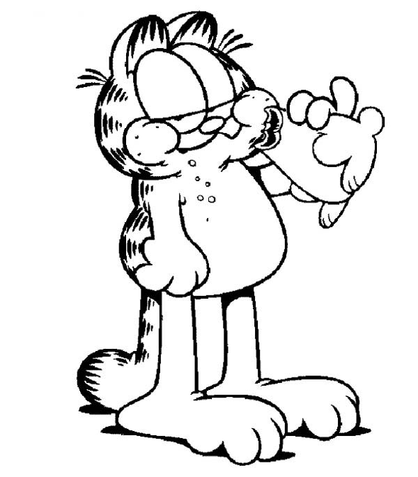 600x685 Garfield Eating Odie Coloring Page