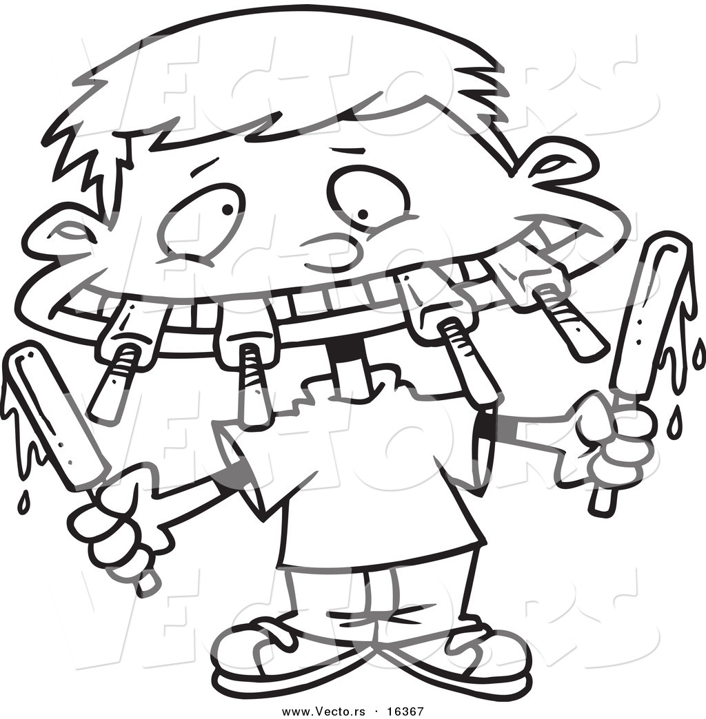 1024x1044 Vector Of A Cartoon Boy Eating A Variety Of Popsicles