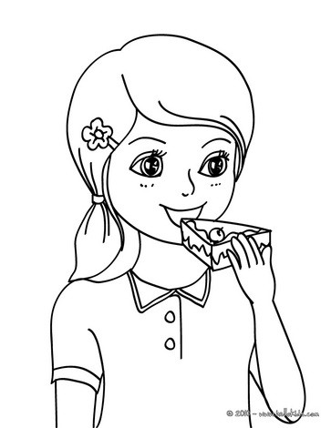 363x470 Girl Eating A Birthday Cake Coloring Pages