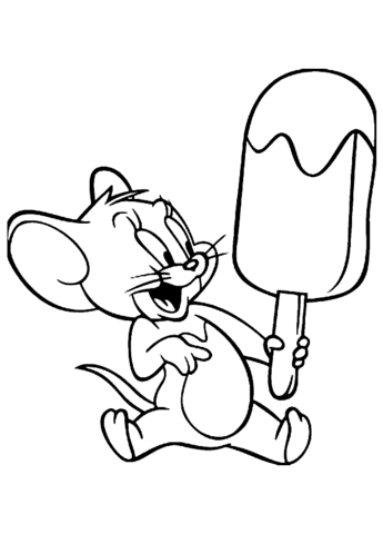 345x480 Jerry Is Eating An Ice Cream Coloring Page Free Printable