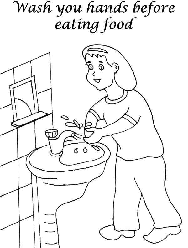 600x791 Eating Coloring Pages Hand Washing Coloring Sheets Hand Washing
