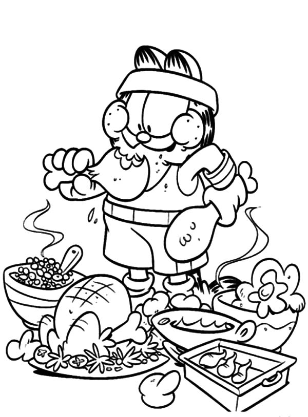 600x814 Garfield Eating Junk Food Not Healthy Coloring Pages Coloring Sun