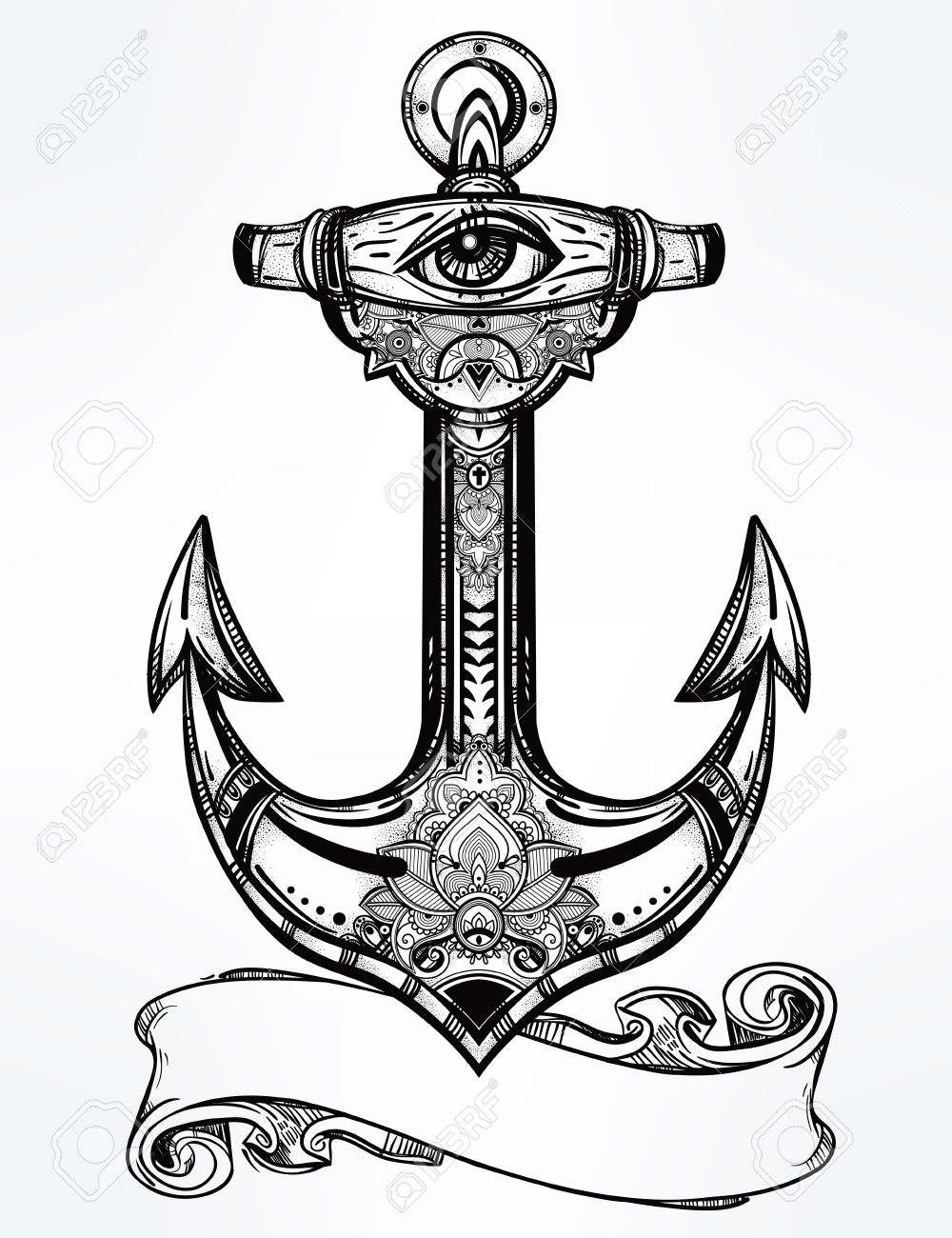 1000x1300 Drawing Of An Anchor Vector Drawing Anchor Snakes Easy Edit Stock
