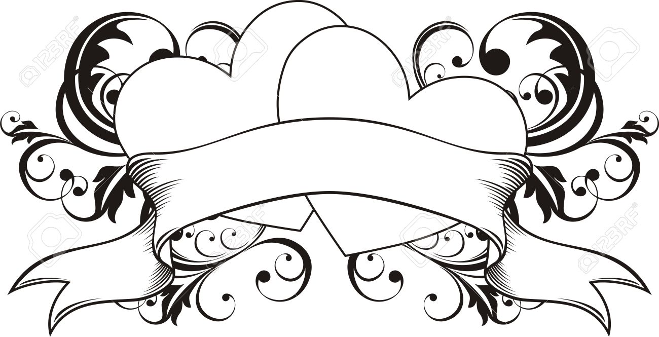 1300x665 Heart Shape With Design Elements, Individual Objects Very Easy