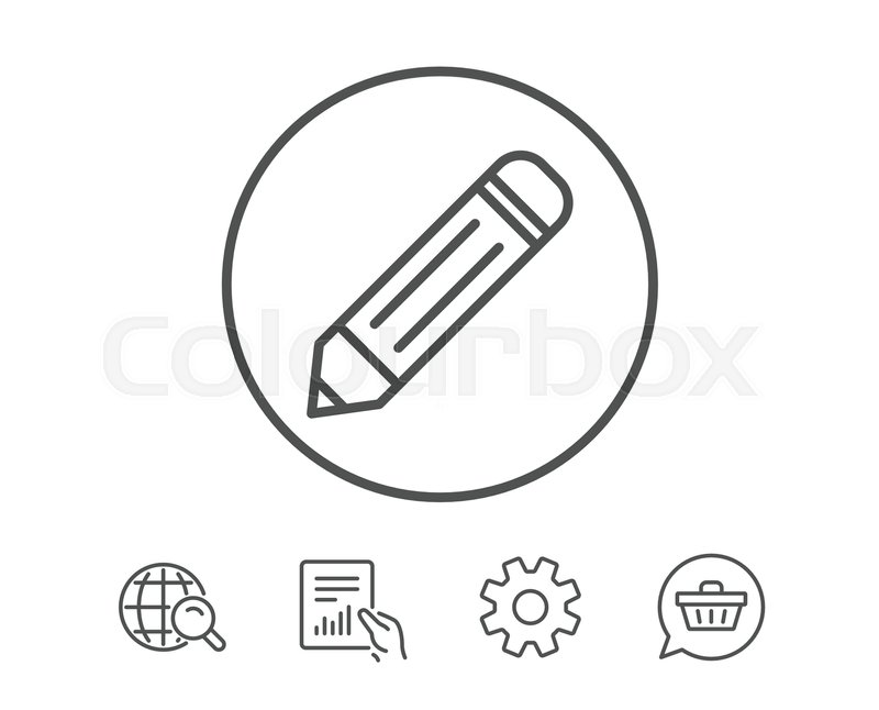 800x646 Pencil Line Icon. Edit Sign. Drawing Or Writing Equipment Symbol