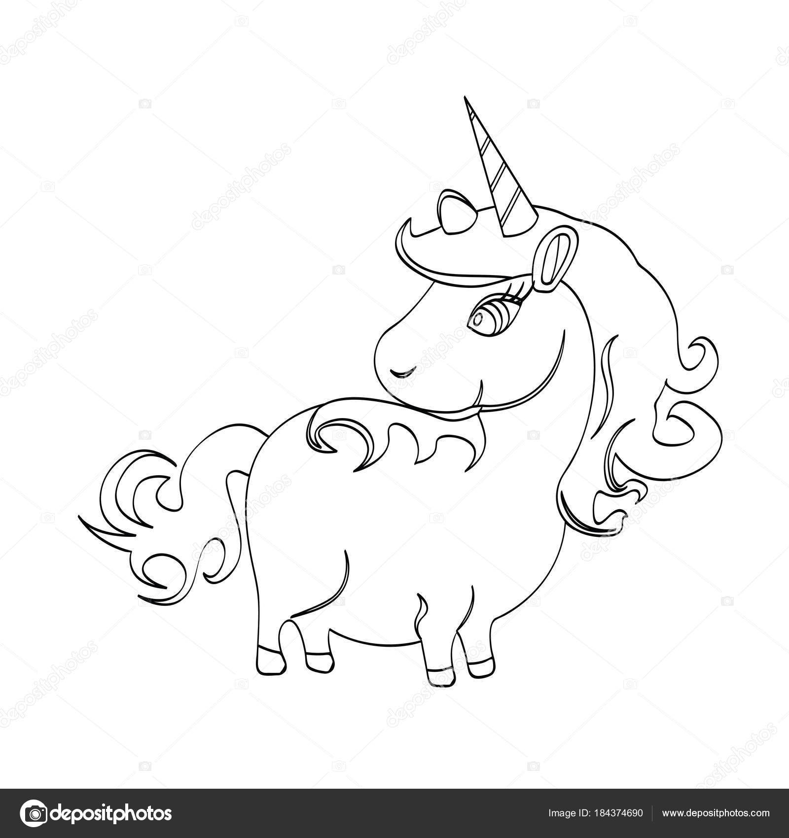 1600x1700 Outline Unicorn Cartoon Animal For Kids Drawing. Vector