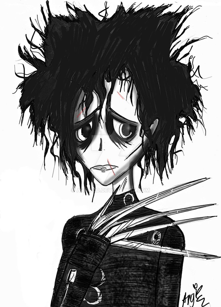 758x1054 Edward Scissorhands Portrait By Angie2d