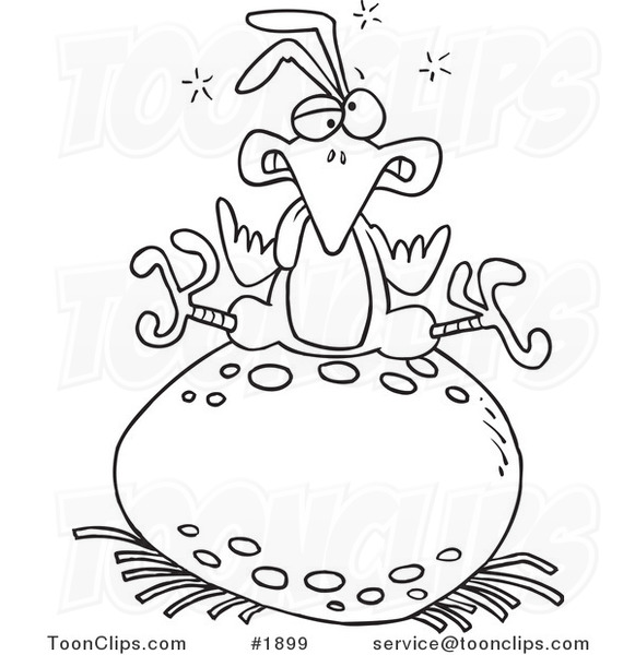 581x600 Cartoon Blacknd White Line Drawing Of Tired Bird Sitting On