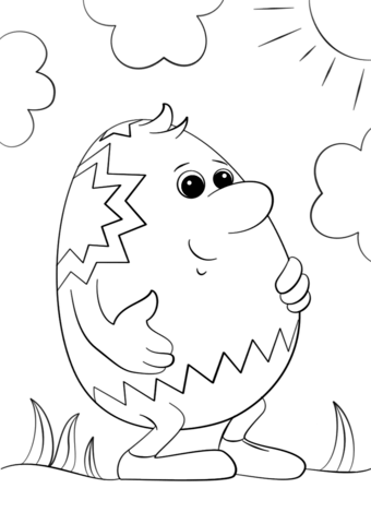340x480 Cartoon Easter Egg Character Coloring Page Free Printable