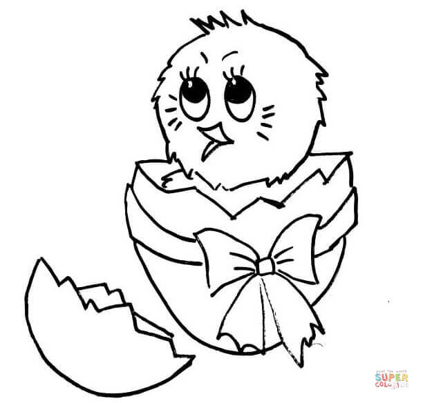 612x584 Chick Hatching From Egg Coloring Page Free Printable Coloring Pages