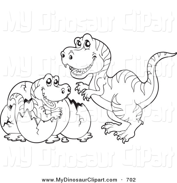 600x620 Clipart Of A Coloring Page Outline Of A Tyrannosaurus Watching His
