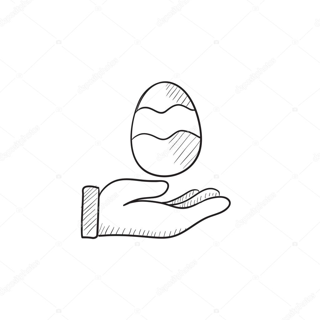 1024x1024 Hand Holding Easter Egg Sketch Icon. Stock Vector Rastudio