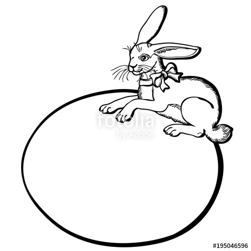 500x499 Vector Illustration Of Easter Bunny And Egg Frame With Heart Black