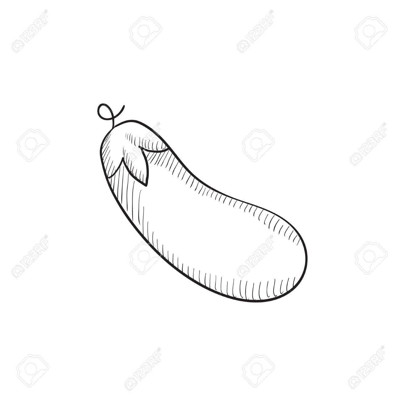 1300x1300 Eggplant Vector Sketch Icon Isolated On Background. Hand Drawn