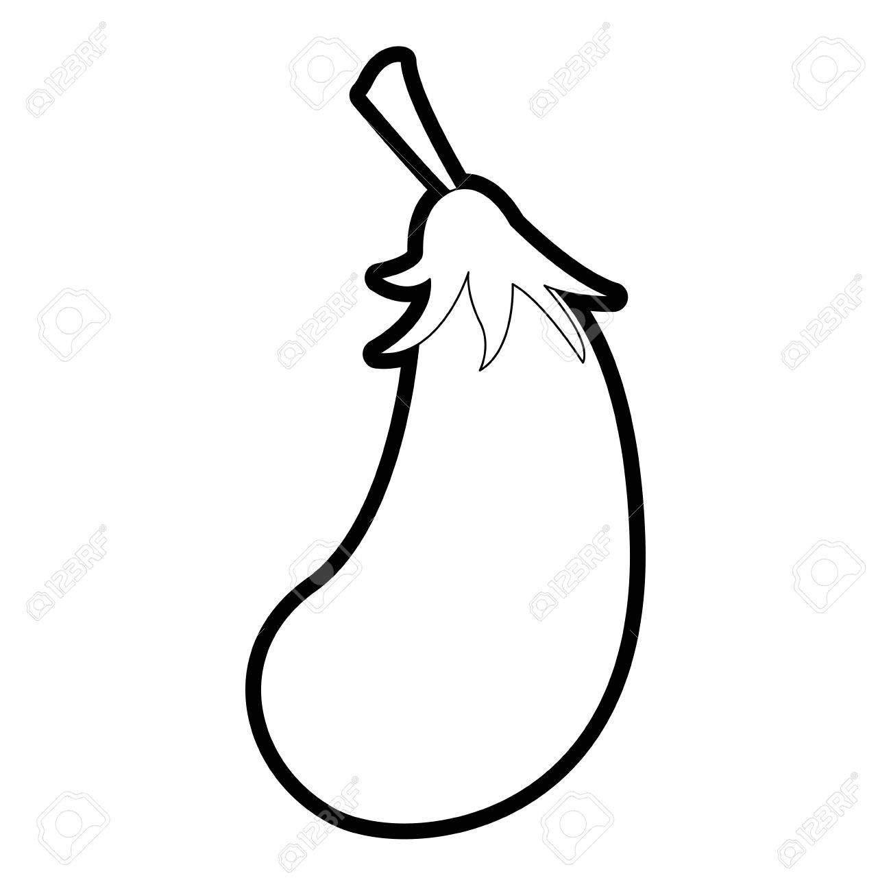 1300x1300 Eggplant Vegetable Icon Image Vector Illustration Design Bold