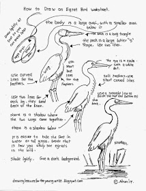 214x280 How To Draw Worksheets For The Young Artist How To Draw An Egret