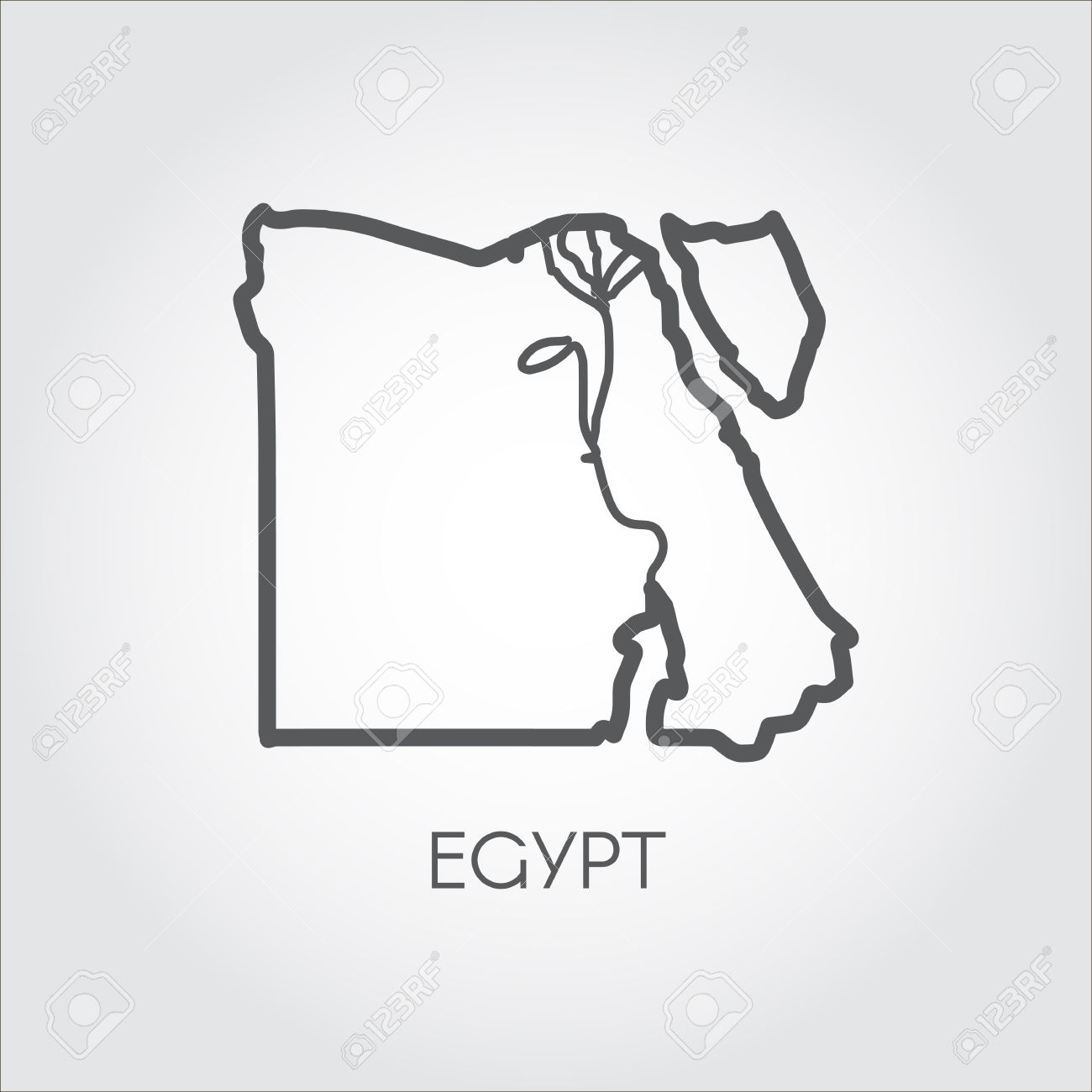1300x1300 Contour Map Of Egypt With Shape Of Some Rivers. Simplicity Icon