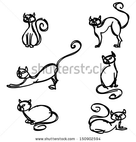 450x470 Drawn Black Cat Illustration