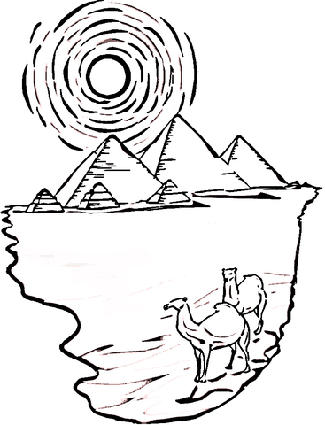 367x480 Egyptian Pyramids And Camels Coloring Page Free Printable