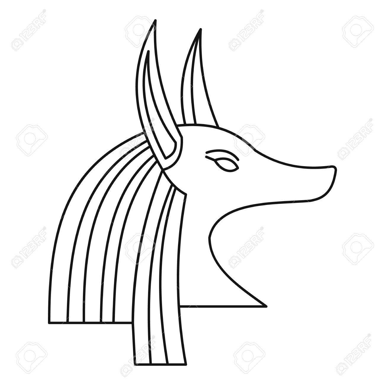 1300x1300 Head Of Egyptian God Anubis Icon, Outline Style Royalty Free