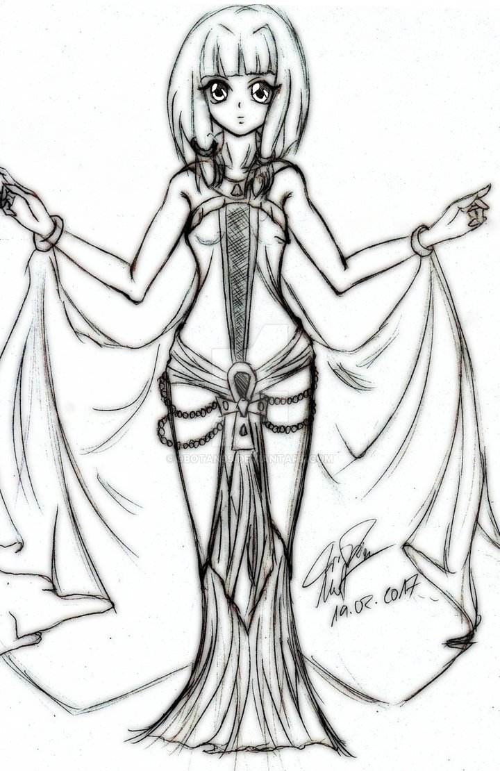 720x1110 Egyptian Princess Pencil Sketch Version By 9botan99