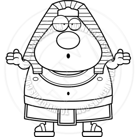 460x460 Cartoon Egyptian Pharaoh Confused (Black And White Line Art) By