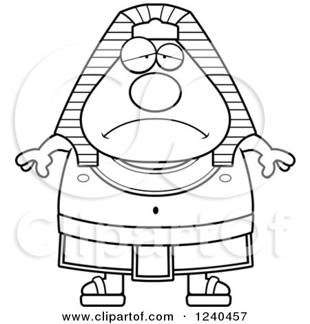 450x470 Clipart Of A Black And White Sad Depressed Ancient Egyptian