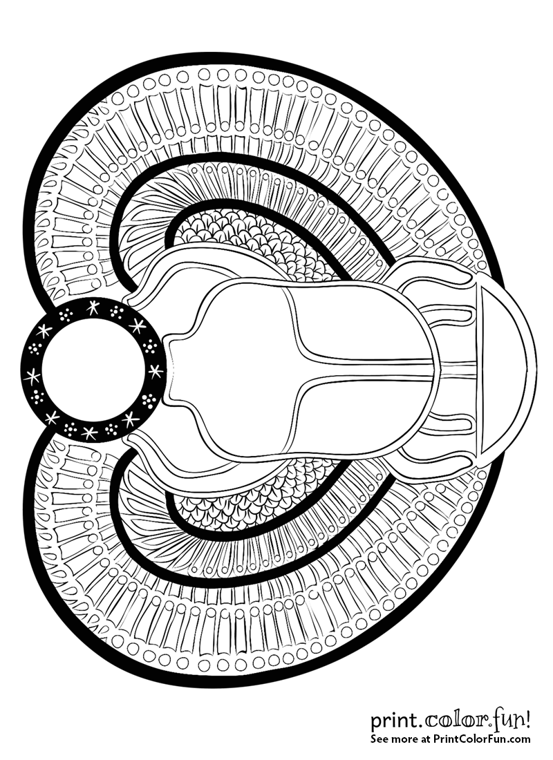 800x1100 Ancient Egyptian Scarab Beetle Coloring Page
