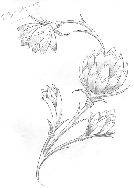 459x640 Day 235. Simple Egyptian Style Flowers. Art Tattoo