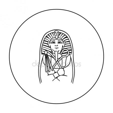 450x450 Egyptian Pharaoh Sarcophagus Icon In Outline Style Isolated
