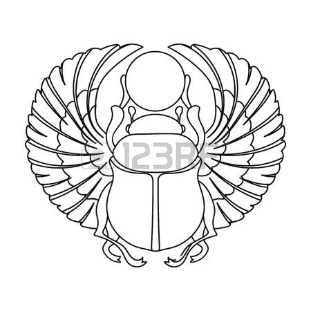 450x450 Scarab Icon In Outline Style Isolated On White Background. Ancient