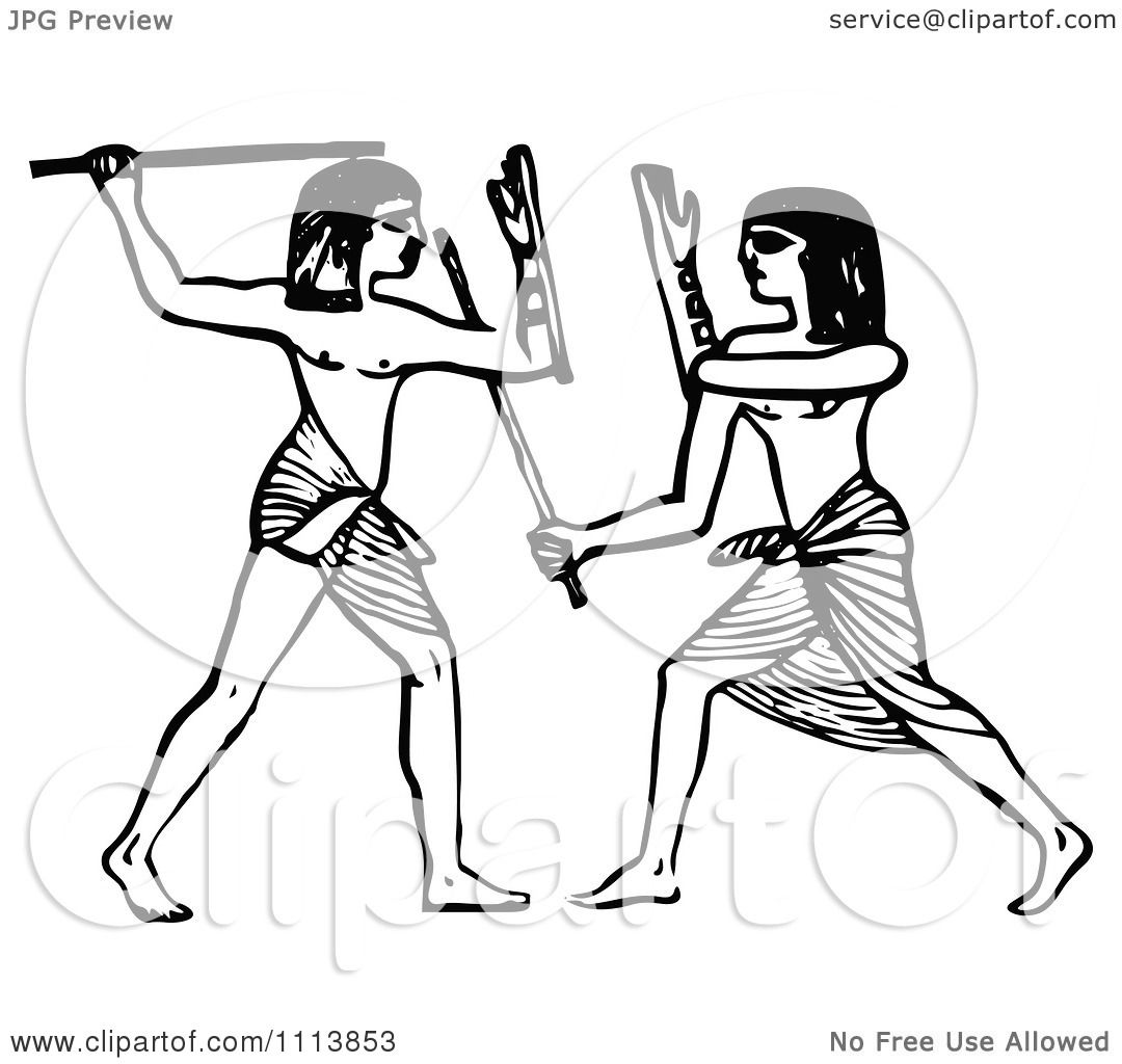1080x1024 Clipart Vintage Black And White Ancient Egyptians Fencing