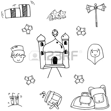 450x450 Hand Draw Doodle Eid Mubarak For Kids Royalty Free Cliparts