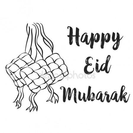 450x450 Hand Draw Greeting Card Design Eid Mubarak Stock Vector