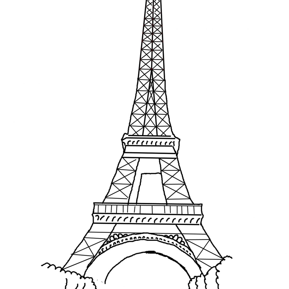 1224x1224 Eiffel Tower Coloring Page Free Download Pages For Kids Printable