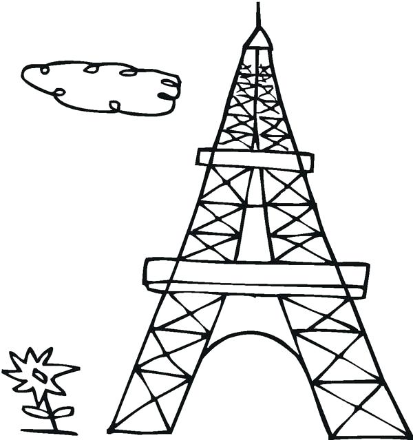 600x639 Eiffel Tower Coloring Pages Drawing French Tower Coloring Page