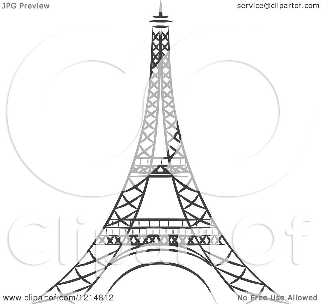 1080x1024 Clipart Of A Black And White Sketched Eiffel Tower
