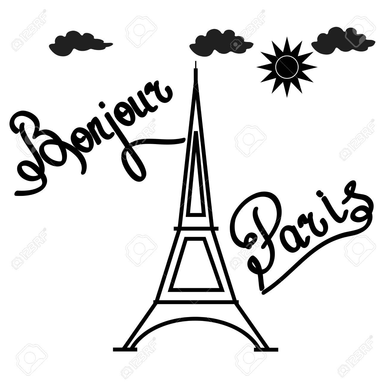 1300x1300 T Shirt Typography Graphic With Quote Bonjour Paris. Fashion Print