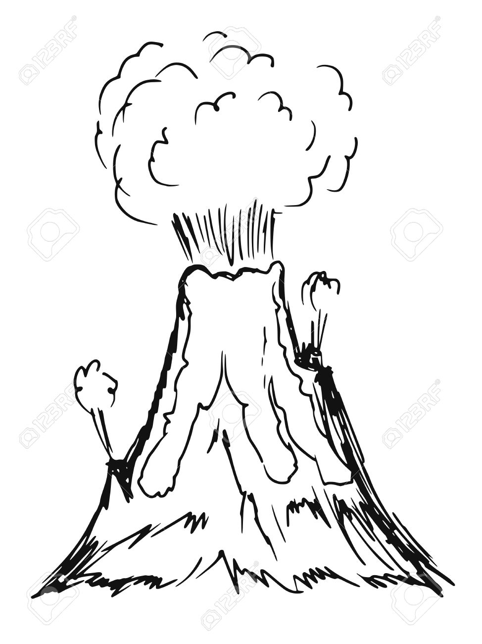 974x1300 Volcano Cartoon Drawing