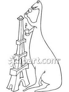 225x300 And White Dinosaur Eating Off The Top Of The Eiffel Tower