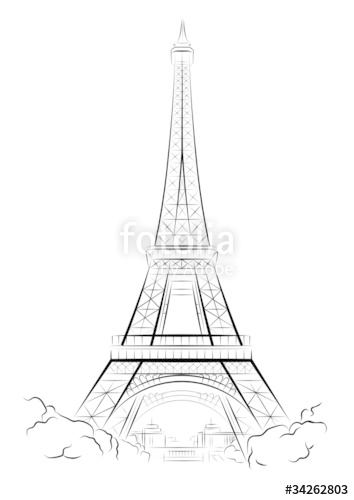 354x500 Vector Drawing Color Eiffel Tower In Paris, France Stock Image